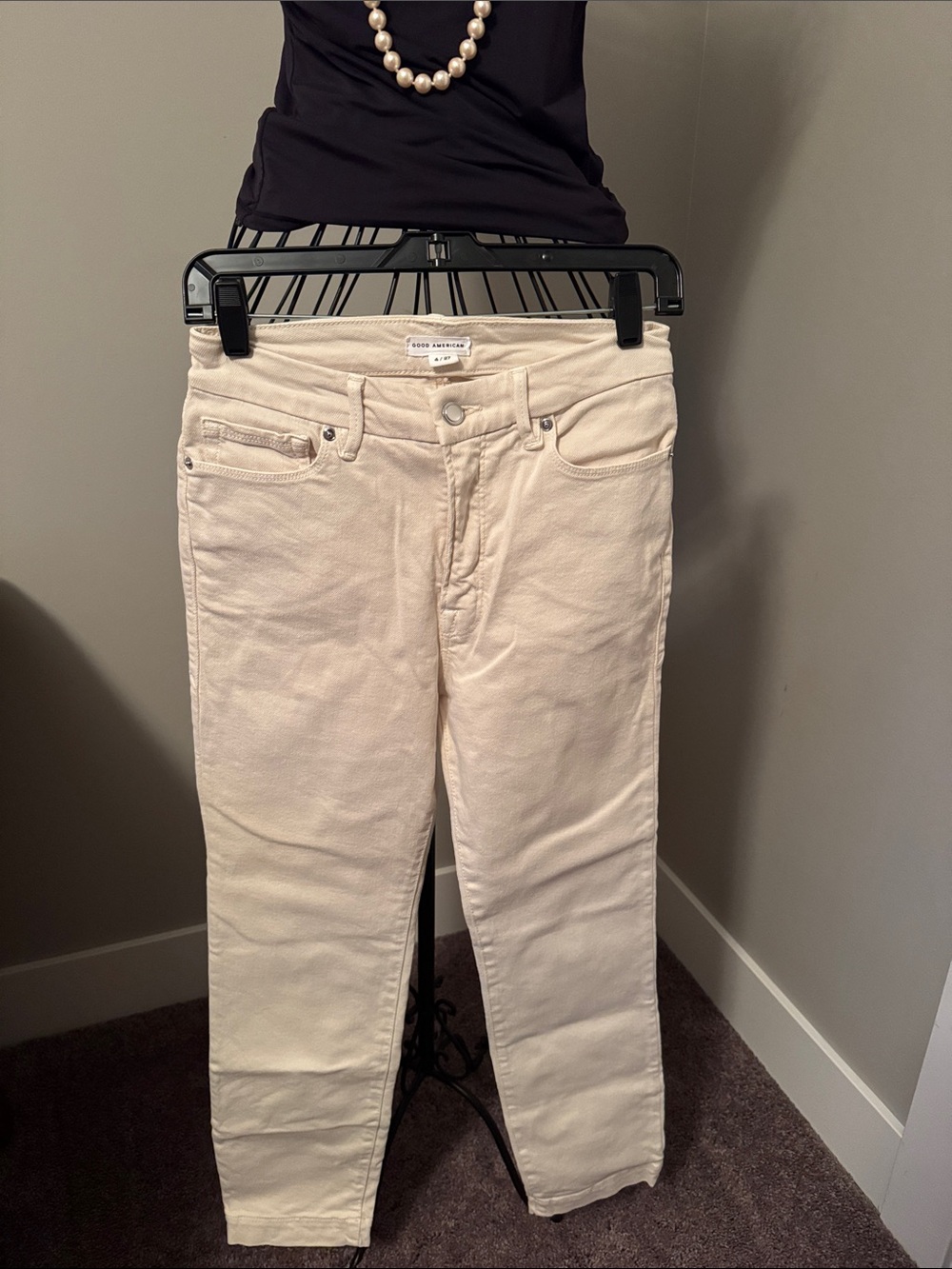 Good American Women's Cream Straight-Leg Jeans